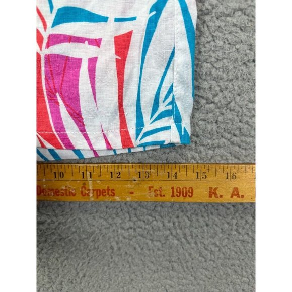 Cynthia Rowley Pants Womens Large Blue‎ Tropical 100% Linen Wide-Leg Hi-Rise NEW - Picture 9 of 10